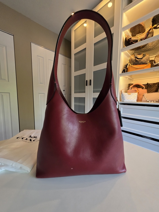Coach Handbags - Coach Brooklyn 28 Leather Shoulder Hobo Bag In Ruby